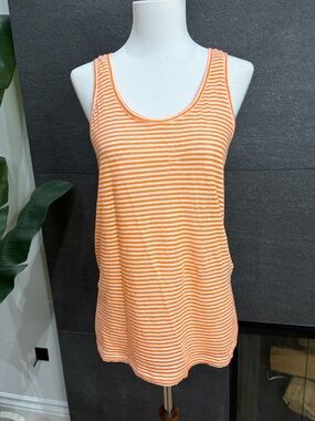 Isabel Marant Etoile Avien Orange Striped Long Tank Top Size Small